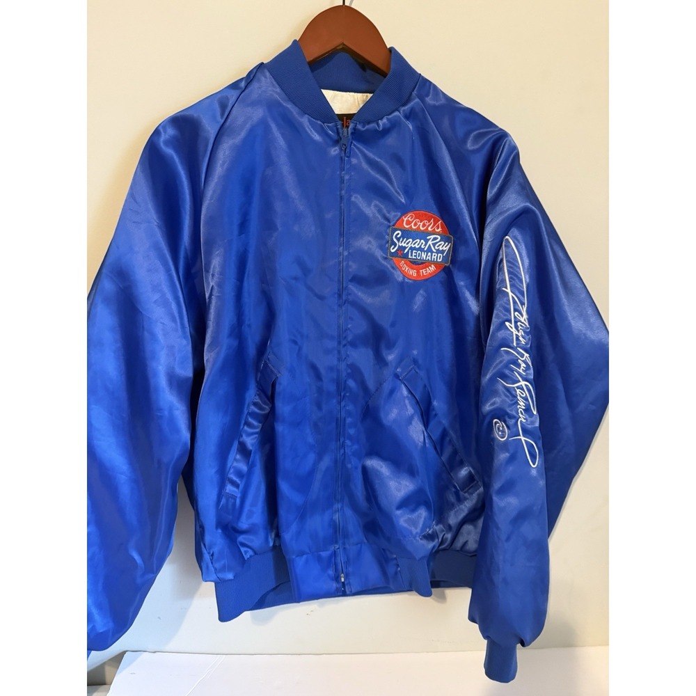 Vintage Sugar Ray Leonard Coors Satin Team Embroidered Jacket. Made In USA. Rare
